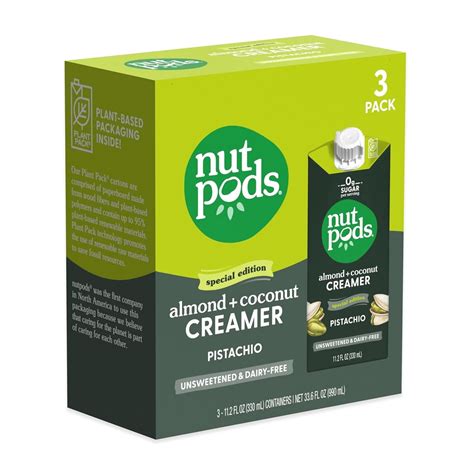 nutpods Pistachio Unsweetened Coffee Creamer, 11.2oz, 3-Pack, Keto ...