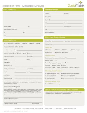 Fillable Online Requisition Form Miscarriage Analysis - CombiMatrix Fax ...