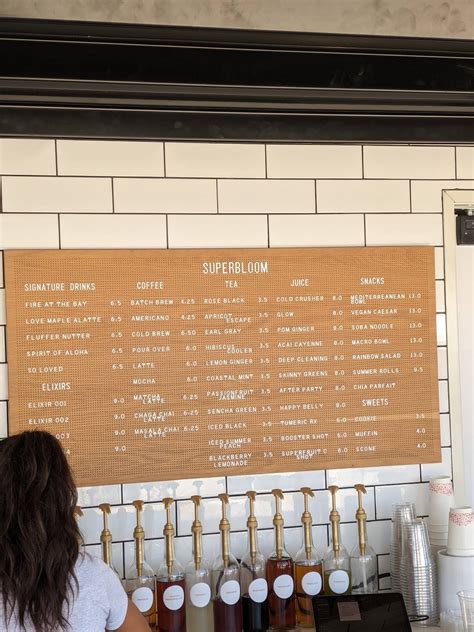 Carta del café Superbloom Coffee & Juice, San Diego