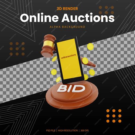 Premium PSD | 3d render online auctions illustration