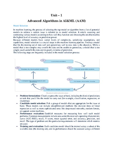 Unit 1 AAM - Advanced Algorithms in AI & ML: Model Selection Overview ...