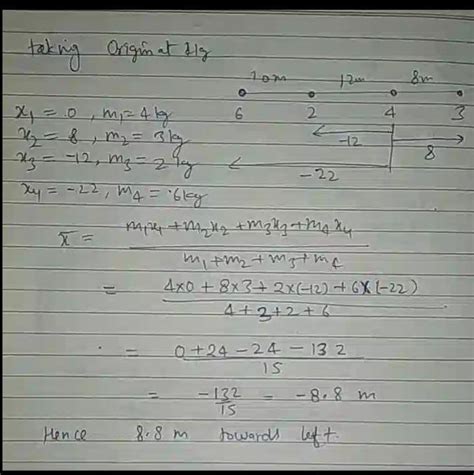 What is the distance of centre of mass from 4kg in following ...