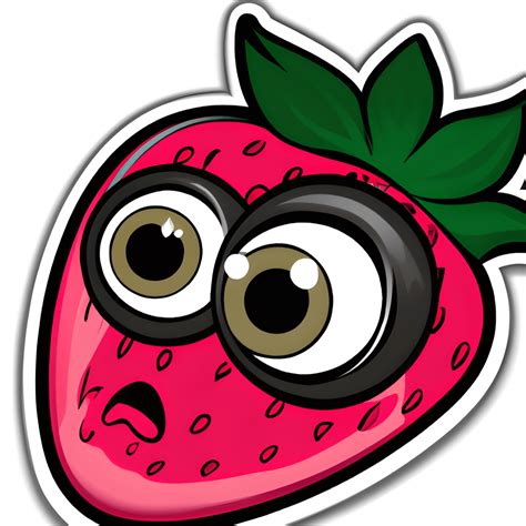Cartoon-Aufkleber „Erdbeere mit riesigen Kulleraugen“ · Creative Fabrica