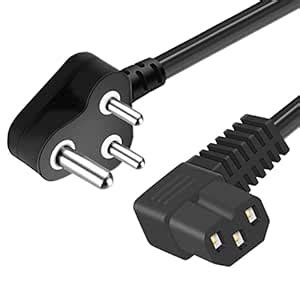 Buy Redigo 1.5M 90 Degree L Shape 3 Pin Black Computer Power Cable Cord ...
