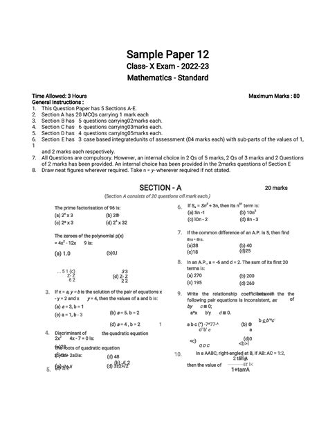 Advanced Physical Chemistry chapter 17 - Sample Paper 12 Class- X Exam ...