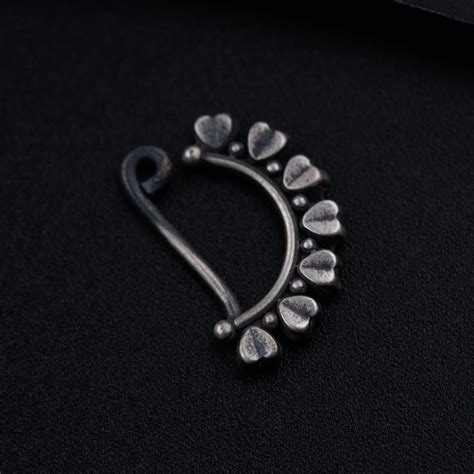 Buy Silver Heart Nath (Left, Clip on) | House of Aadyaa