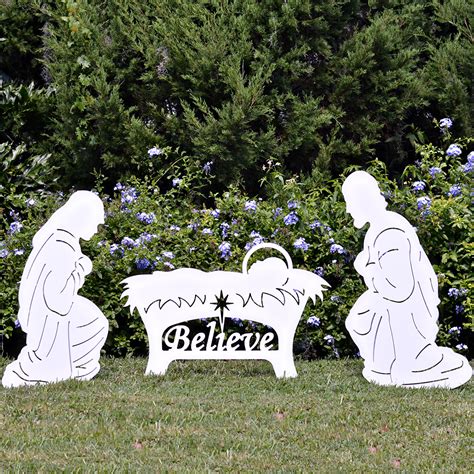 Believe Holy Family Outdoor Nativity Set