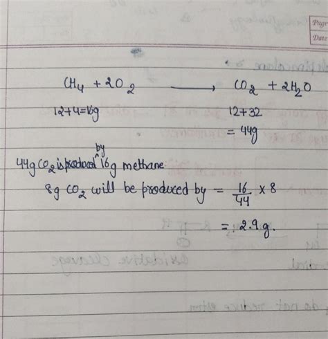How many moles of methane required to produce 8 gram of CO2 in a ...