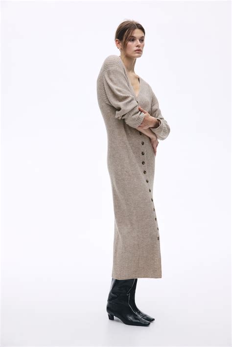 Women's Light beige marl Rib-knit dress | H&M IN