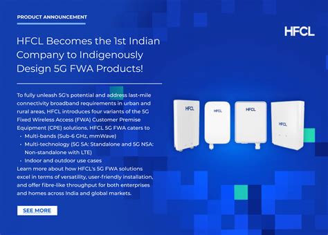 HFCL becomes the first indian company to-indigenously design 5G FWA ...