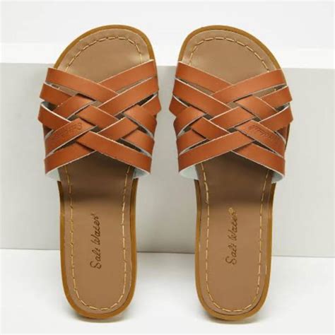 Women's Saltwater Sandals Retro Slides Tan As new... - Depop