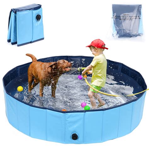 Foldable Dog Pool for Small Large Dogs, 63"x12" Portable Hard Plastic ...