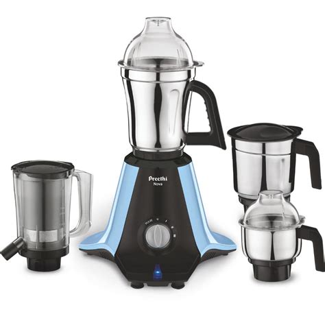 Preethi Nova Mixer 1000 Watts, 4 Jar, Black and Blue, MG289 B