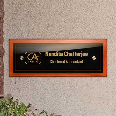 Teak Float Name Plate for Chartered Accountants (CA) – Housenama