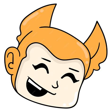 Oranje blij lachend gezicht kat hoofd, vector illustratie karton ...