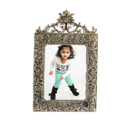 eCraftIndia Antique Finish White Metal Classy Photo Frame (LxWxH - 8 ...