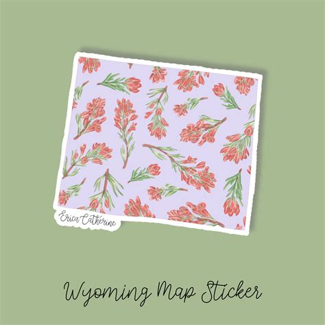 Wyoming State Flower Map Vinyl Sticker – Erica Catherine