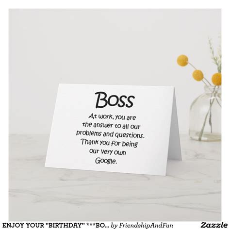 ENJOY YOUR "BIRTHDAY" ***BOSS*** CARD | Zazzle.com | Birthday card for ...