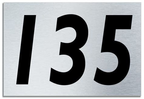 Number 135 Contemporary House Plaque Brusher Aluminium modern door sign