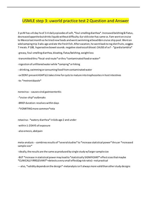USMLE step 3: uworld practice test 2 Question and Answer - USMLE ...