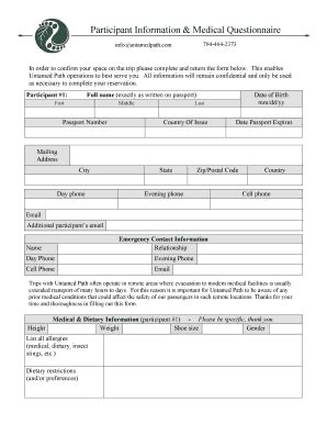 Untamed Path Adventures Participant Information & Medical Questionnaire ...