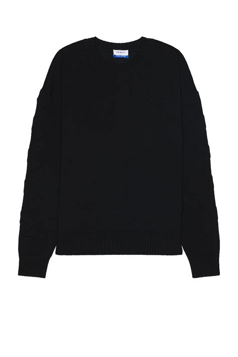 OFF-WHITE 3d Diag Knit Crewneck in Black | FWRD