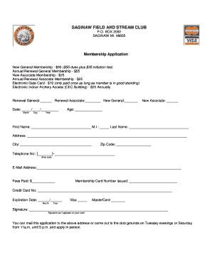 Fillable Online SAGINAW FIELD AND STREAM CLUB PO BOX 2092 SAGINAW MI ...