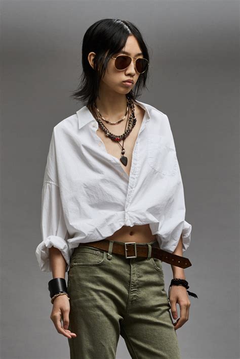 CROSSOVER BUBBLE SHIRT - WHITE – R13