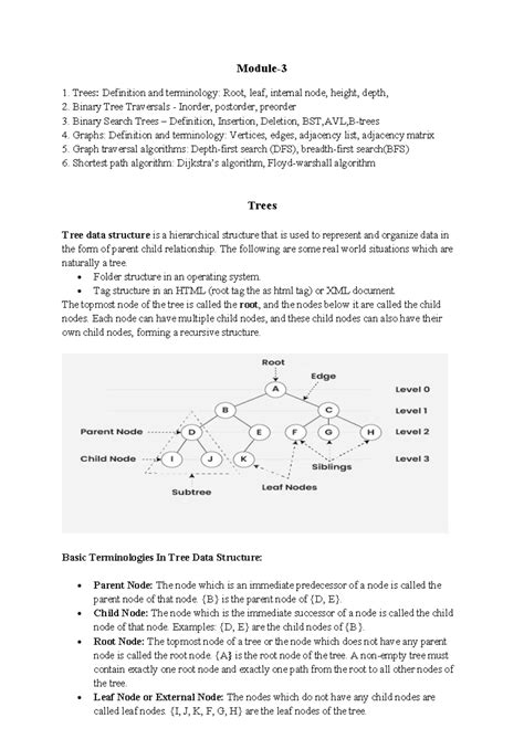 Module-3 DSA: Trees and Graphs Overview for MMC203 PG Course - Studocu