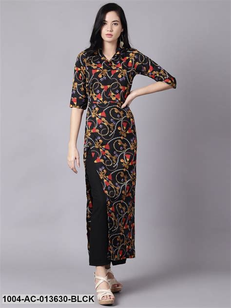 Black Conversational Printed Shirt Collar A-Line Dress – Trendphoria