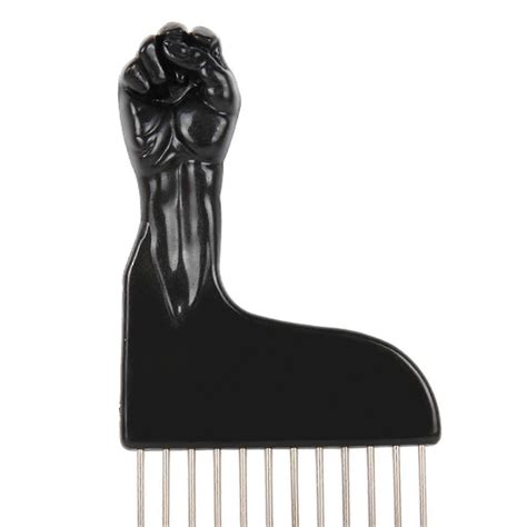 2025 Metal Afro Comb Hair Pick with Folding Handle, Fist Design for Curly Natural Hair - Black ...