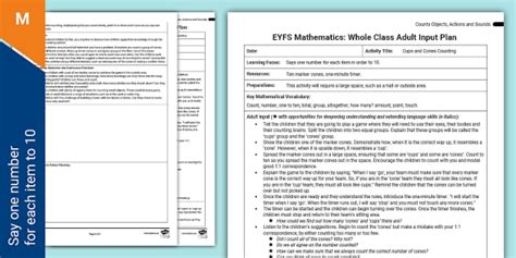 EYFS Maths: Cups and Cones Counting Whole Class Adult Input Plan