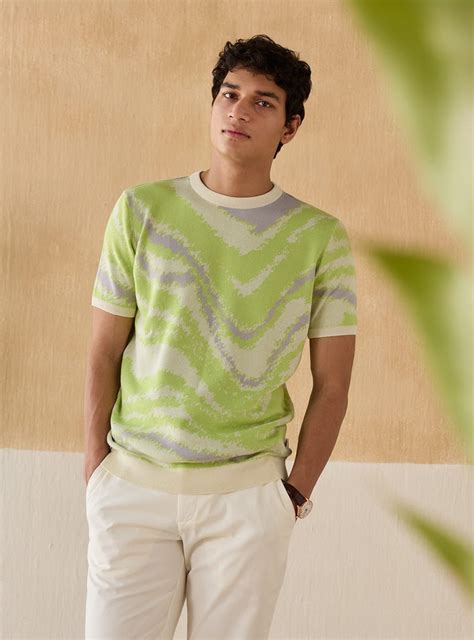Buy Neo Green Crew | Casual Green Jacquard Crew Neck for Men Online ...