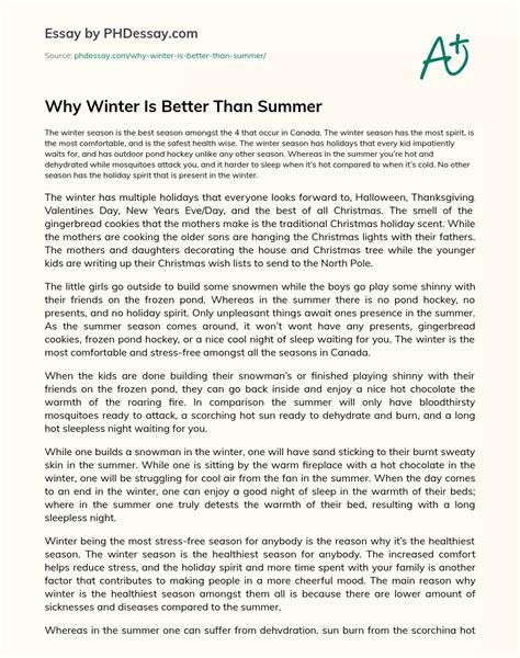 Why Winter Is Better Than Summer Note
