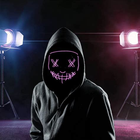 Buy Halloween LED Mask Gloves Set LED Purge Scary Halloween Mask Light ...