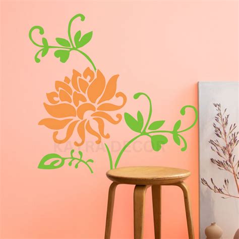 Lotus Flower Wall Design Stencil (KHSNT277) – Kayra E Commerce Private ...