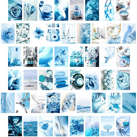 Buy Light Blue Wall Collage kit Aesthetic Pictures,Blue s for Room ...