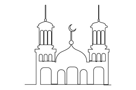 Kontinuierliche eine Linie Ramadan-Symbol Moschee Linie Konzept Umriss ...
