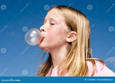 Girl blowing bubble gum stock photo. Image of blowing - 11563698