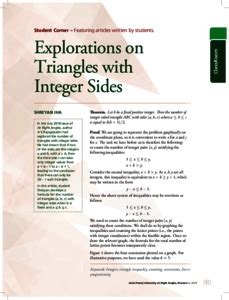 Explorations on triangles with integer sides - ePrints@APU