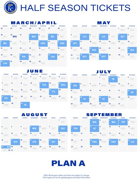 Season Ticket Package Schedules | Kansas City Royals