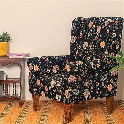 Chumbak Wing Chair, Accent Chair for Living Room, Bedroom, Wooden 1 ...