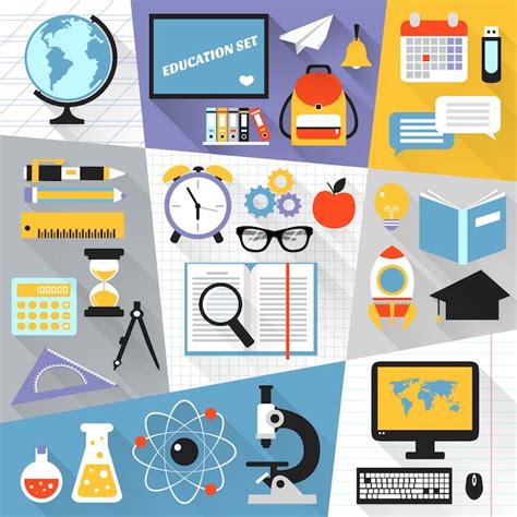 Education flat set | Free Vector