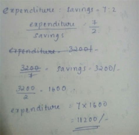 The ratio of Expenditure and savings of a family is 7:2 find the ...