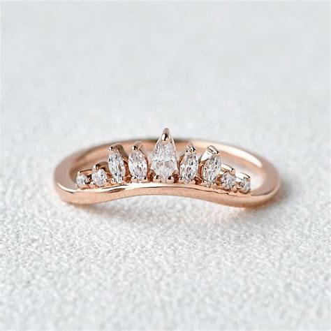 0.35 TCW Marquise Cut Curved Vintage Stacking Wedding Band – Atya Jewels