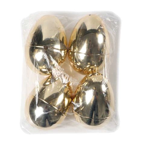 Set Of 4 Plastic Gold Eggs