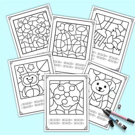 Free Printable Color by Number Fall Worksheets - The Artisan Life