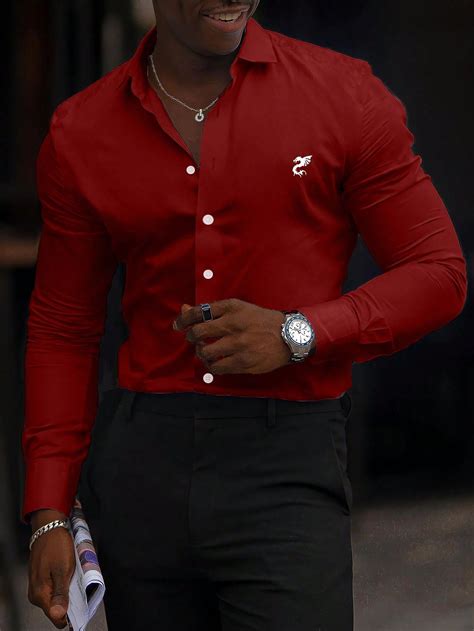 Manfinity Homme Men's Dragon Pattern Button Down Long Sleeve Shirt ...