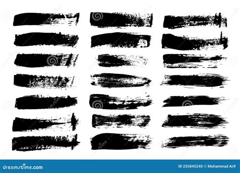 Set of paint brush strokes stock vector. Illustration of banner - 255845240