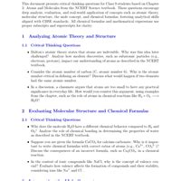 Critical Thinking: Atoms and Molecules - Science Class 9 PDF Download